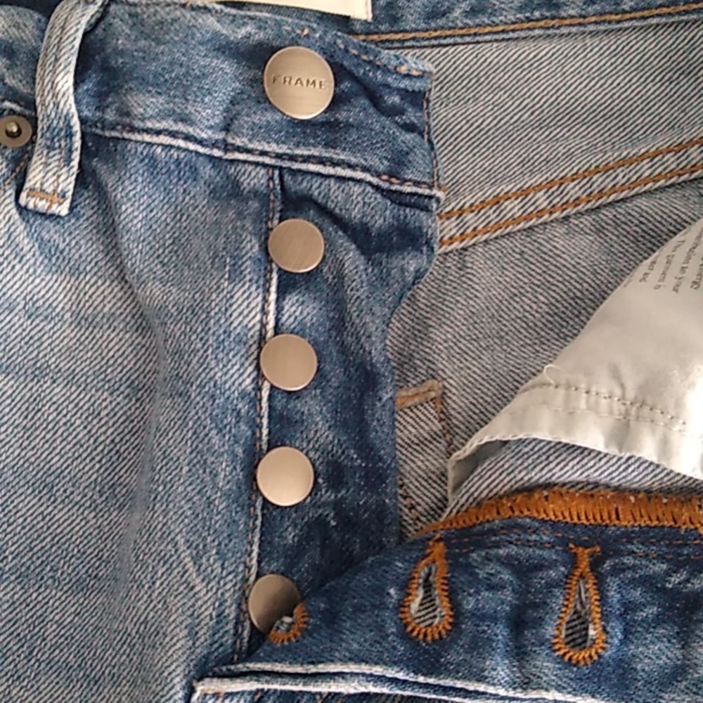FRAME Women’s Le Original High rise Distressed Button fly Jeans sz 25 light wash - Picture 11 of 16